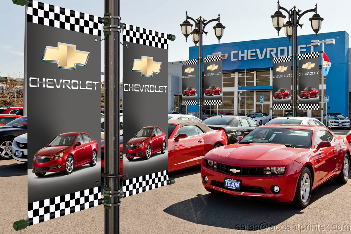 Chevrolet Auto Dealer Vertical Avenue Pole Banner Signs Ebay