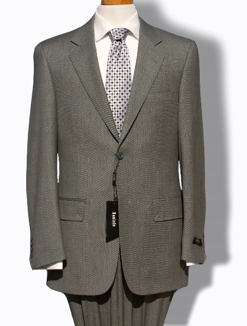 dual vented enclosure DANIELE $1195 MEN SUIT~42R~LT GRAY BIRDSEYE NAIL HEAD pic