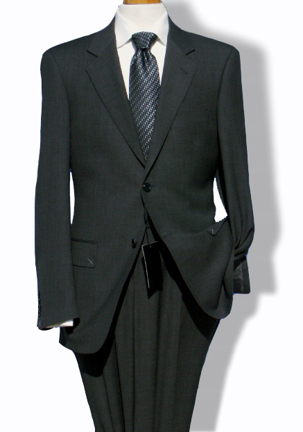 dual vented enclosure DANIELE $1195 MEN SUIT~40R~CHARCOAL BIRDSEYE NAILHEAD pic