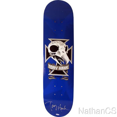 Tony Hawk Signed Hawk Skull 2 Blue Skateboard Deck- COA