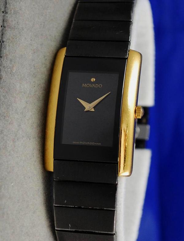Ladies Movado LA NOUVELLE watch Gold & Black Steel