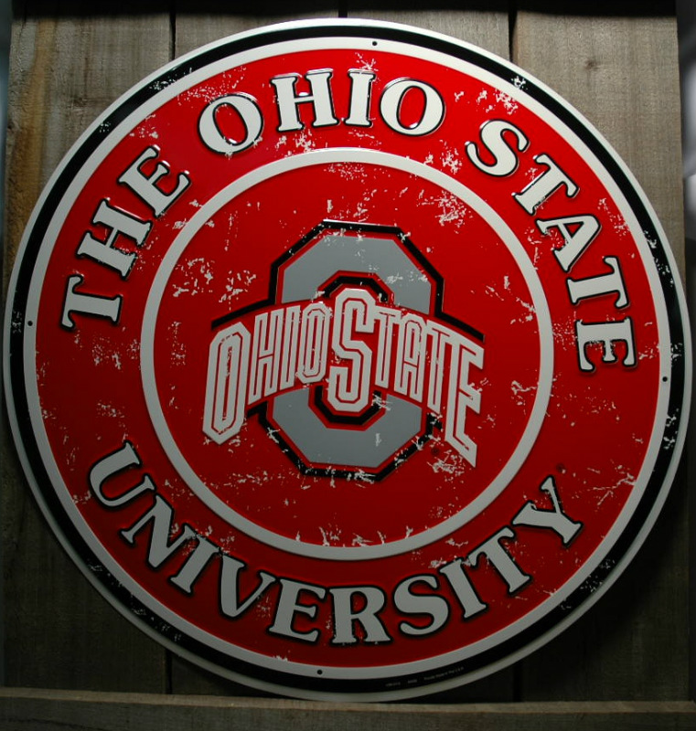 Metal Large 24 Round Ohio State University Tin Sign Collage Bar Signs