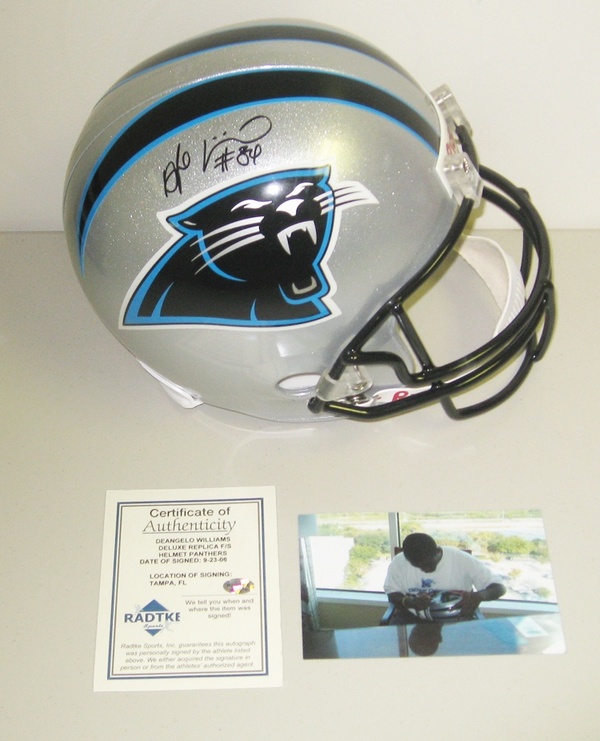 DEANGELO WILLIAMS AUTOGRAPHED PANTHERS FULL SIZE HELMET