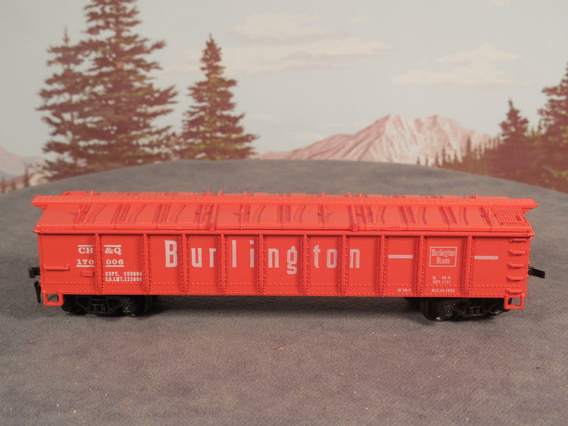 HO Old Tyco Mantua Red Box No. T337-A Covered Gondola BURLINGTON CB&amp;Q 