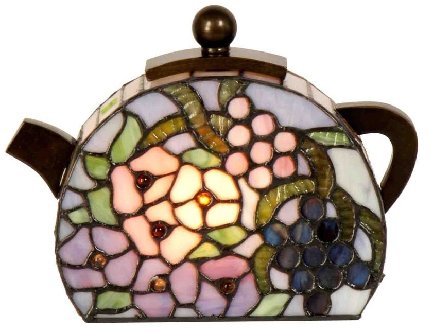 Tiffany Style Stained Glass Accent Lamp "Teapot" eBay