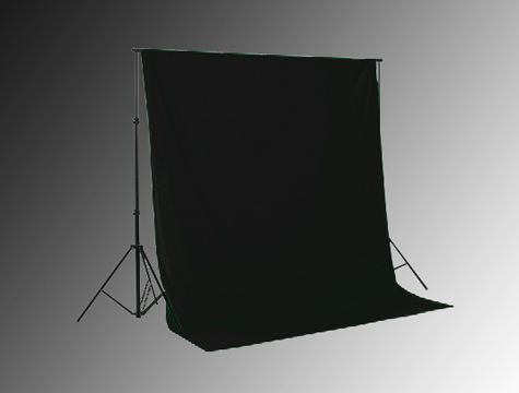 Hintergrundsystem mit schwarzem Fotostudio Hintergrund
