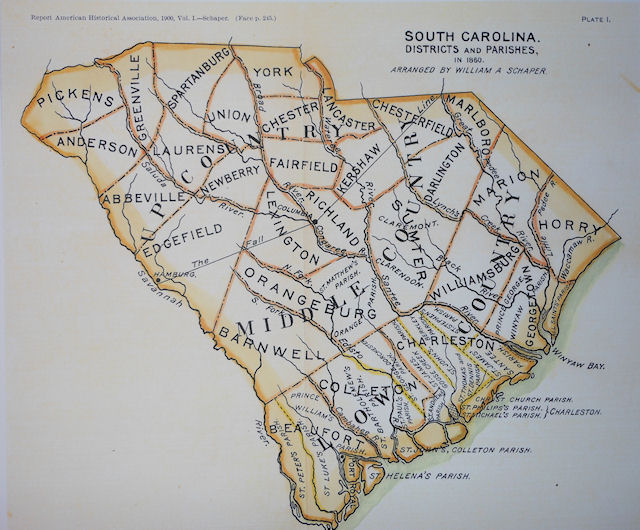 South Carolina Districts Parishes 1860 Map Charleston Beaufort Georgetown Ebay