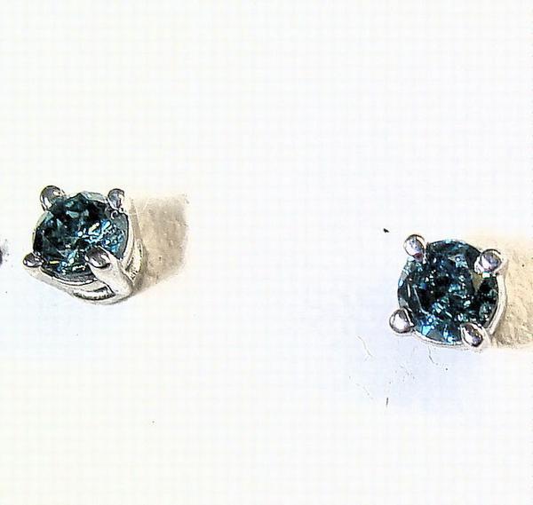 .40 CT BLUE DIAMOND 14K WHITE GOLD STUDS EARRINGS NR