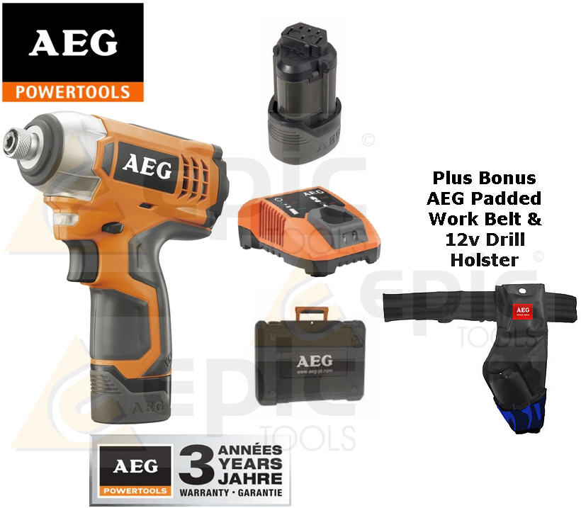 AEG 12v LiIon Cordless Impact Drill Driver+ 2x 1.5Ah Batteries & Case BSS12CLi