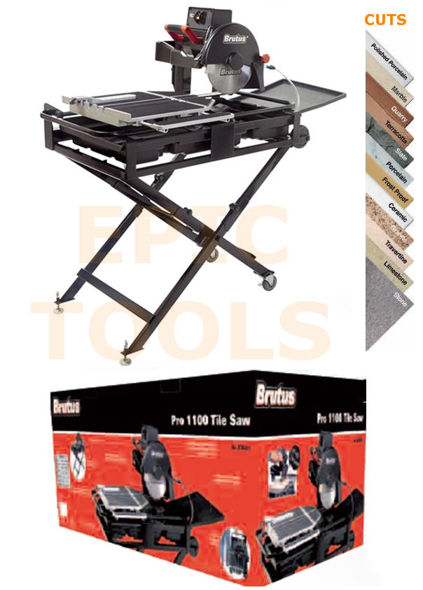 BRUTUS 110v PRO 1100 Wet Sliding Tile Saw Cutter 250mm Diamond Blade
