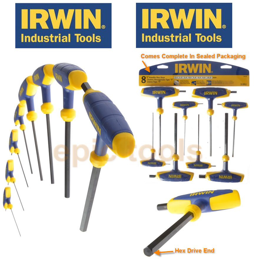 IRWIN 8 Piece Metric THandle Hex/Allen Key Set,2,2.5,3,4,5,6,8 & 10mm