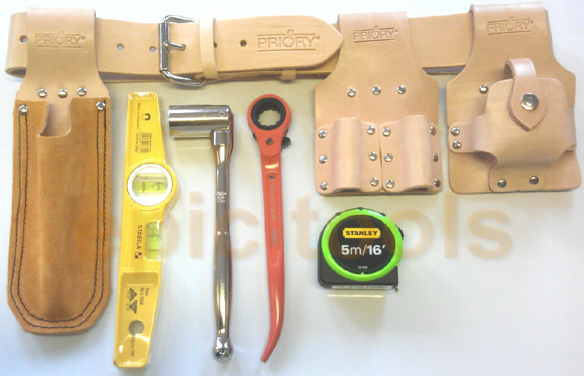 PRIORY PRO Scaffold/Scaffolders Tool Belt Kit, Spanner,Ratchet,Level