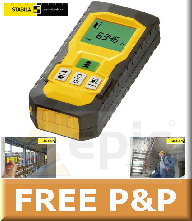 Stabila 30m/100ft Laser Digital Distance Tape Measure/Pointer mm/Inches