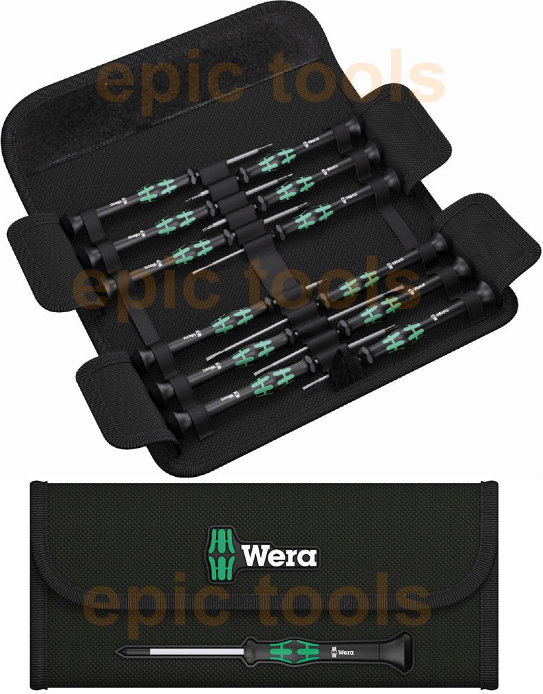 WERA 12 Piece Kraftform Micro Precision,Slot,Hex,Torx,Ph Screwdriver