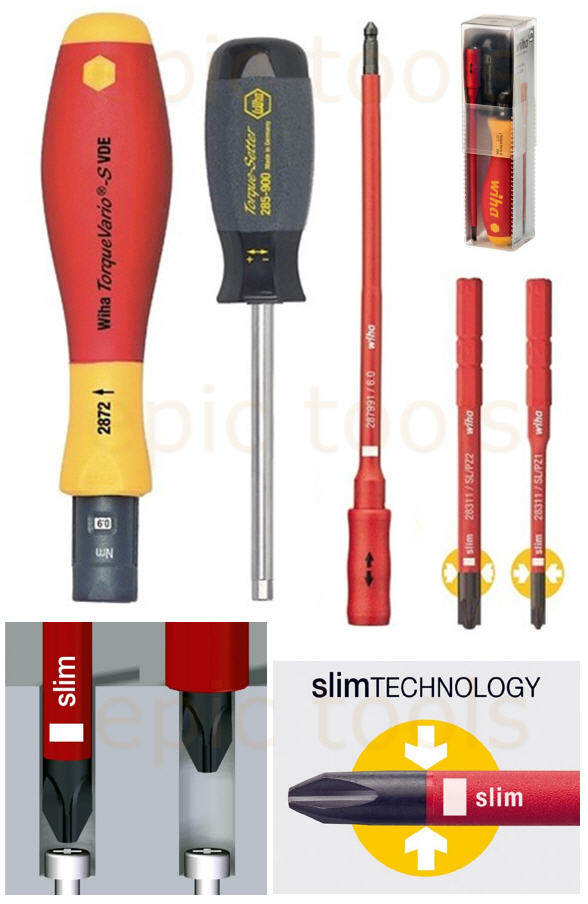 WIHA 5 Piece VDE Insulated SlimTorque Pz/Slot Terminal Screwdriver Set