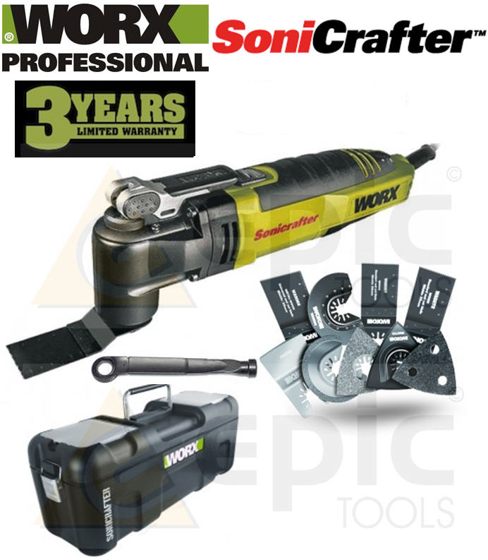 Worx HYPERLOCK WU676 Quick Blade Change Multi Tool Sonicrafter + 29