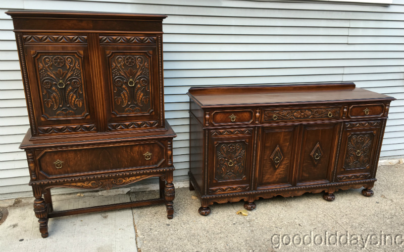 BEAUTIFULLY Carved Antique Jacobean Style 9pc Dining Room Set W ...