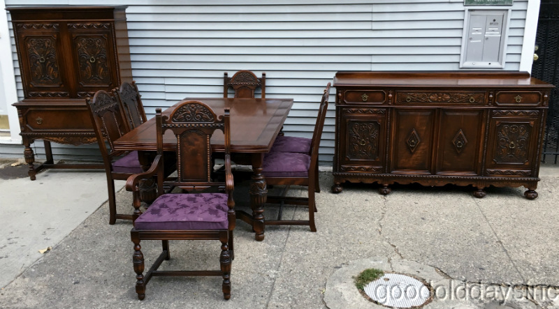 BEAUTIFULLY Carved Antique Jacobean Style 9pc Dining Room Set W ...