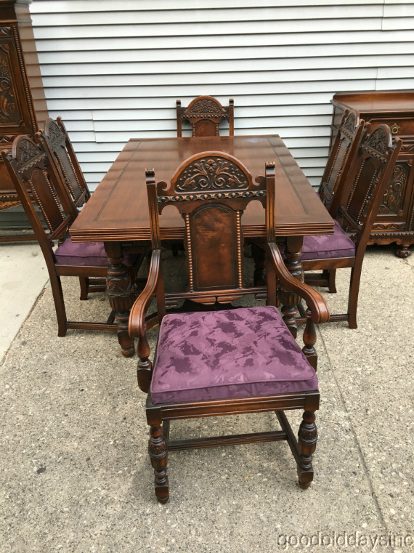 BEAUTIFULLY Carved Antique Jacobean Style 9pc Dining Room Set W ...