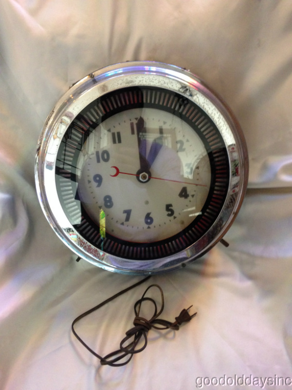 Vintage 16" Art Deco Neon Spinner Clock from Chicago eBay