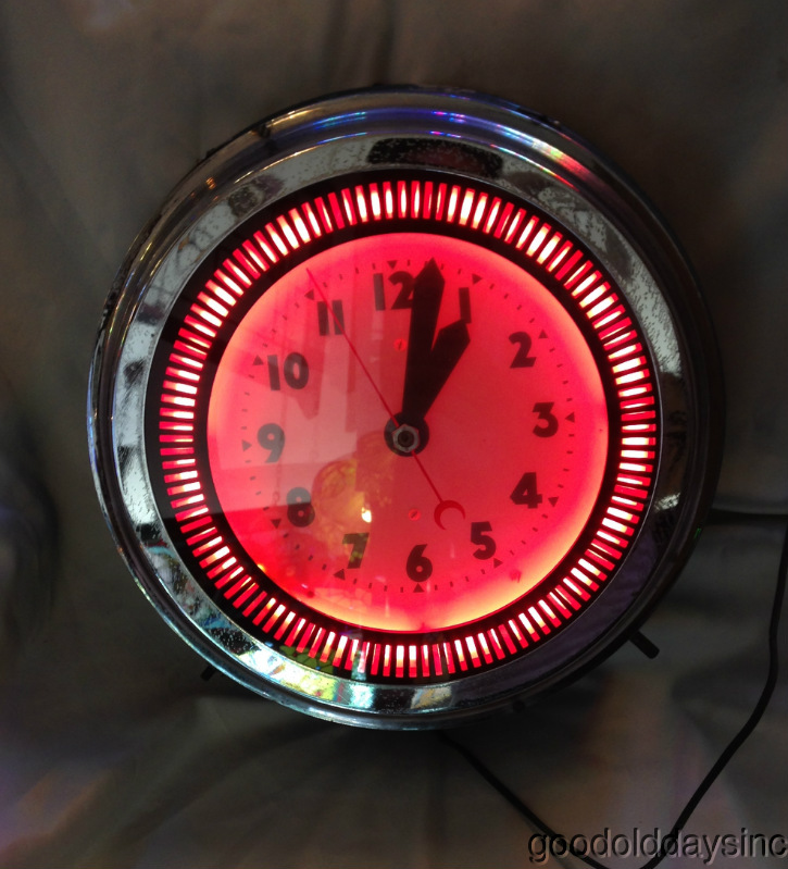 Vintage 16" Art Deco Neon Spinner Clock from Chicago eBay