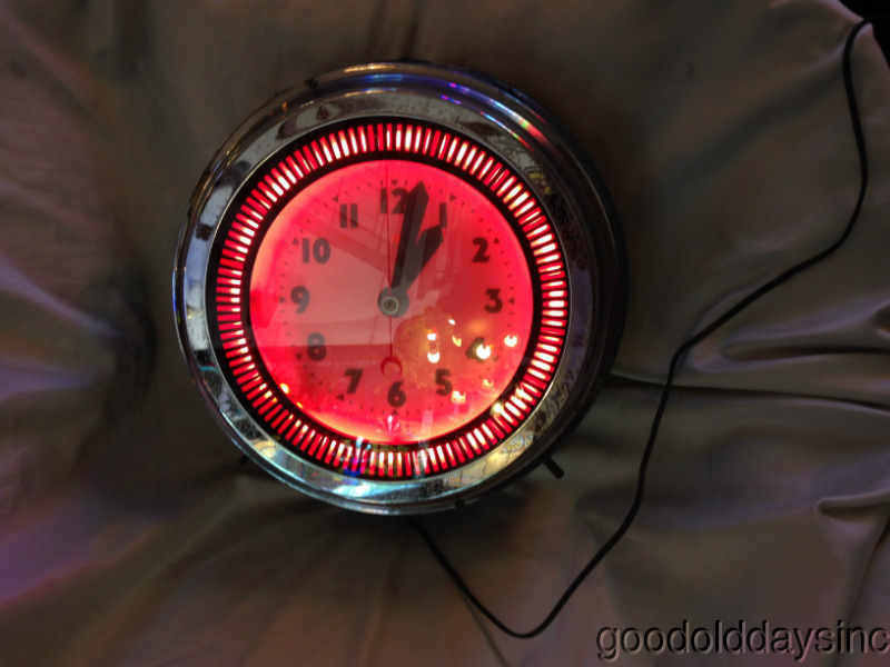 Vintage 16" Art Deco Neon Spinner Clock from Chicago eBay