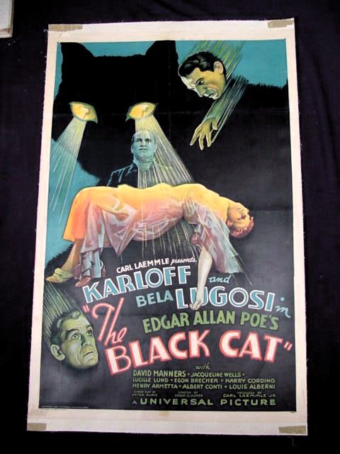 THE BLACK CAT 34 KARLOFF LUGOSI 27x41 UNIVERSAL HORROR