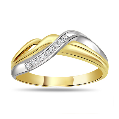 TRENDY TWO TONE VS DIAMOND RING IN 18K GOLD