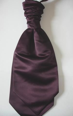 Mens Purple Berry Aubergine  Scrunchie Cravat Waistcoat