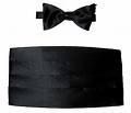 Silk Black Bow Tie Self Tie Bow SIlk Bl Cummerbund Set 