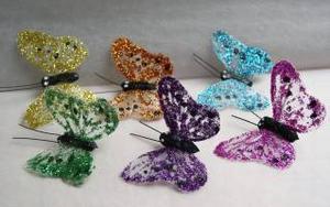 24 BEAUTIFUL GLITTERY MESH BUTTERFLIES.