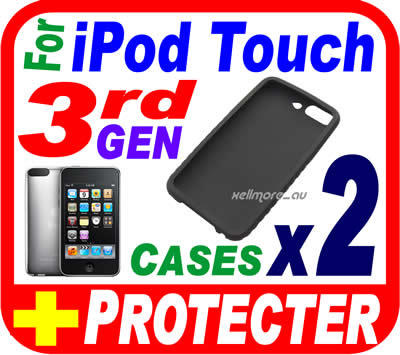 2 Skin Cover for iPOD TOUCH 3G/3rd Gen 8GB/32GB/64GB BK