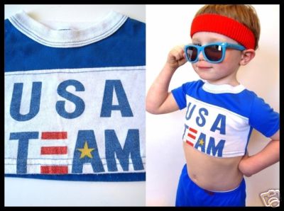 Eighties Fashion  Kids on Therobotparade4kids   Vtg 80s Kids Team Usa Belly Half T Shirt 2t 3t