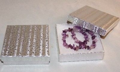 Wholesale Cotton Filled Jewelry Boxes on Silver Foil Cotton Filled Boxes 3 1 2 X 3 1 2 100 Qty   Ebay