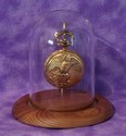 NEW POCKET WATCH / ORNAMENT GLASS DOME DISPLAY OAK