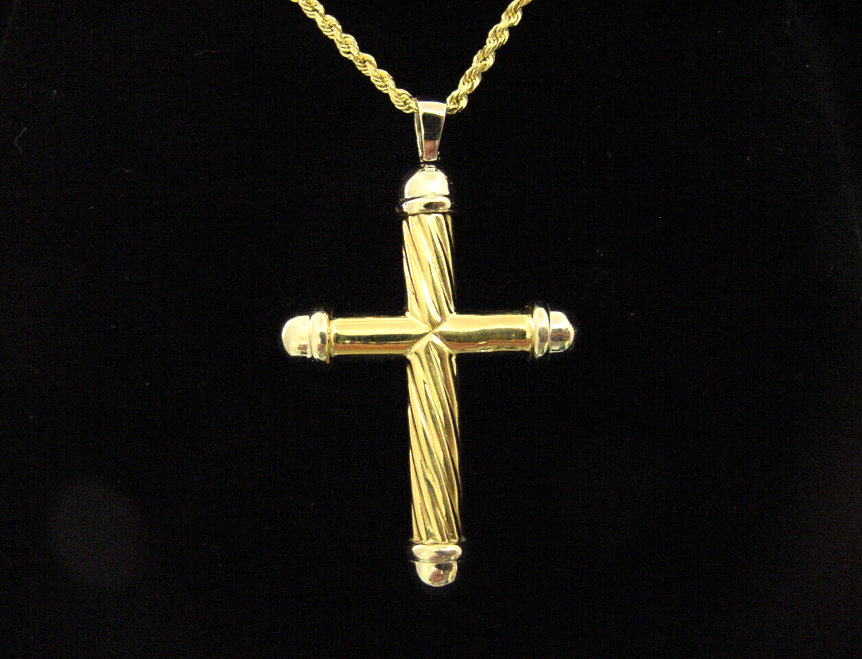 Item #743 - 14k Yellow  White Gold Urn Cross Pendant