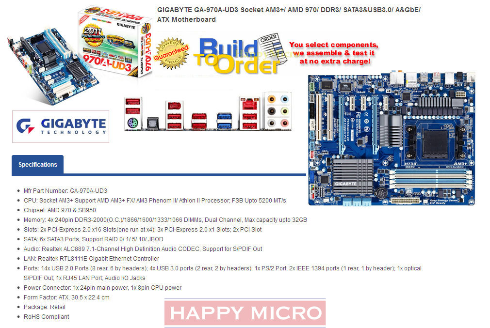 Details about Gigabyte GA-970A-UD3 Motherboard+ AMD FX-4300 CPU ...