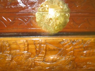 CHINESE CARVED, FOOTED CAMPHOR CHEST; | ANTIQUE HELPER