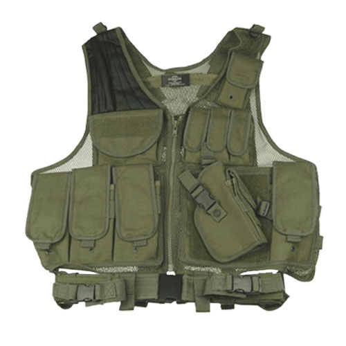 NEW OD GREEN DELUXE TACTICAL VEST WITH PISTOL HOLSTER eBay