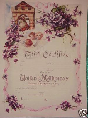 Replica 1890s Marriage Certificate Blank For Your Info.