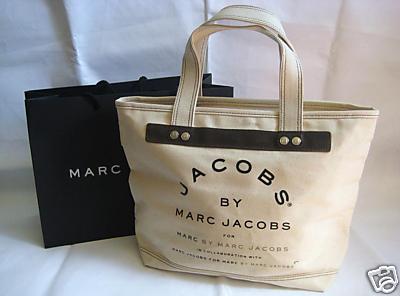 bountyxhunterbxh : MARC JACOBS Beige Canvas Tote Bag Handbag Purse S Small