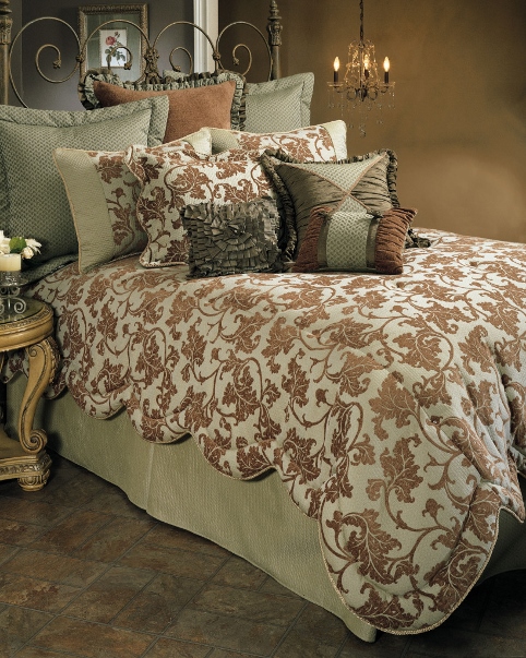 4pc sage amber brown velvet damask design comforter set 4pc sage amber brown velvet damask design comforter set