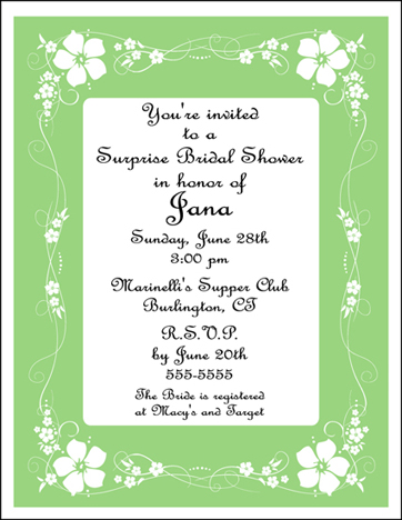J S Graphics 12 Personalized BRIDAL WEDDING SHOWER INVITATIONS Green 