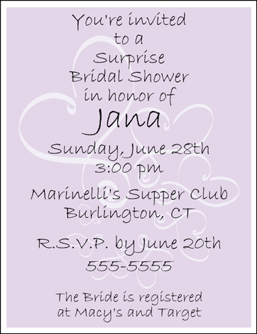 12 Personalized BRIDAL WEDDING SHOWER INVITATIONS Lavender Background 