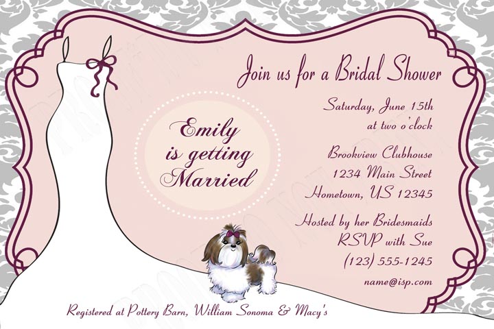 Personalized Dress Silhouette Bridal Shower Invitations - DIY ...
