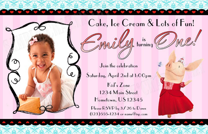 Olivia+Pig+Invitation Olivia the Pig Dance Birthday Party Photo Invitations - DIY Printable