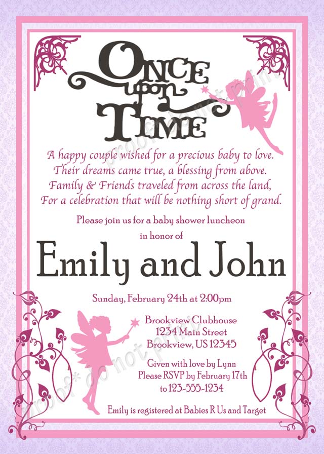 Once DIY  Baby  Invitations  Upon Printable Tale Fairy invitations a printable fairy wedding Time Shower tale