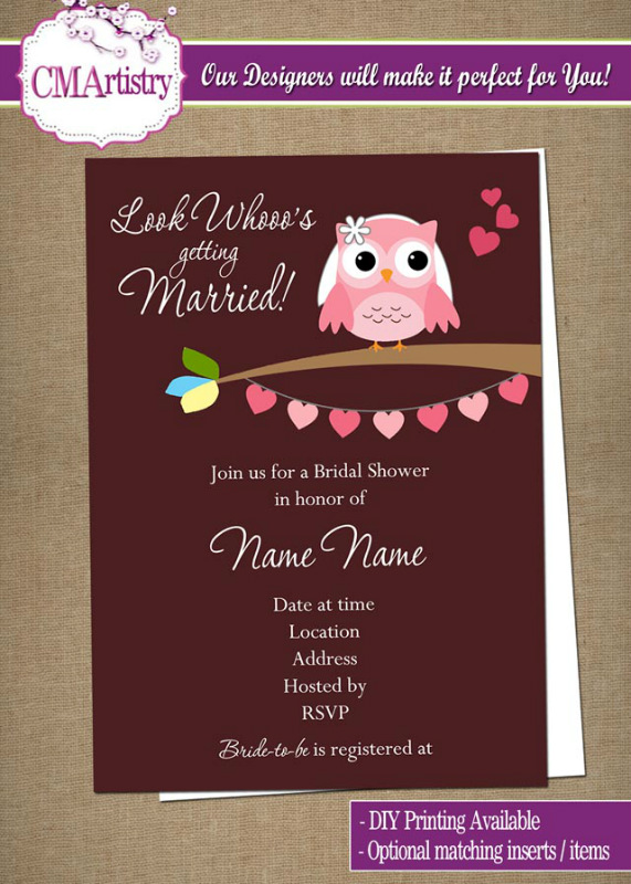 Owl Look Whooo's Bridal Shower Invitations - DIY Printable