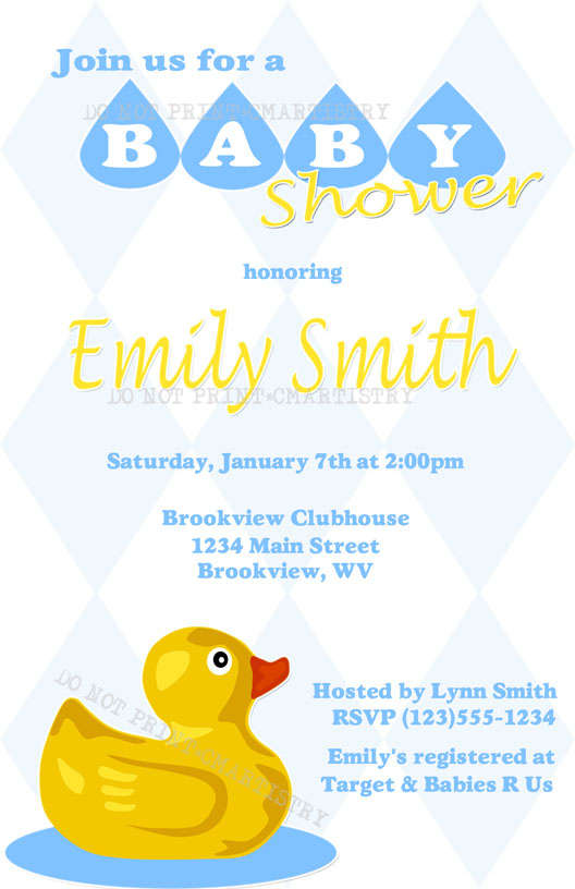 rubber duck baby shower  invitation