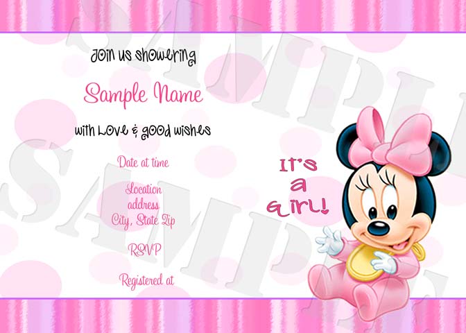 Minnie Mouse Wishes Baby Shower Invitations - DIY Printable